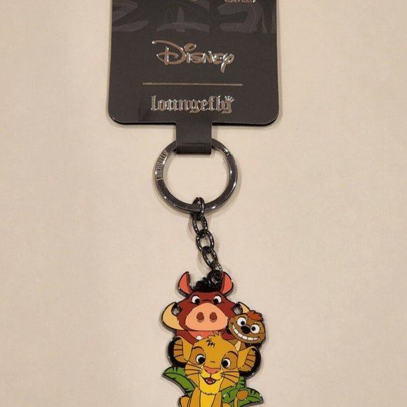 Loungefly Disney The Lion King Simba Pumbaa Timon Trio Keychain NEW - Picture 6 of 12
